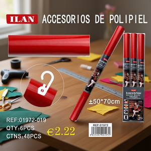 Rotolo di Accessori in Ecopelle Ilan 50x70cm, Pelle Sintetica Rossa per Artigianato e Progetti Fai-da-Te - Product Image 2