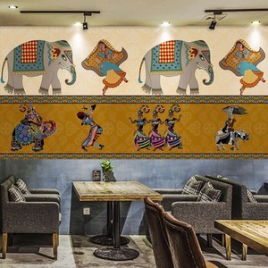 Murales Modernos de Terciopelo con Elefantes Tailandeses y Papeles Tapiz 3D Impermeables para Restaurantes, Hoteles y Estudios de <span class=keywords><strong>Yoga</strong></span> - Product Image 3