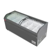 Congélateur coffre à porte coulissante en verre commercial |   Réfrigérateur de présentation pour glaces, gelato et sucettes glacées |   Prix d'usine