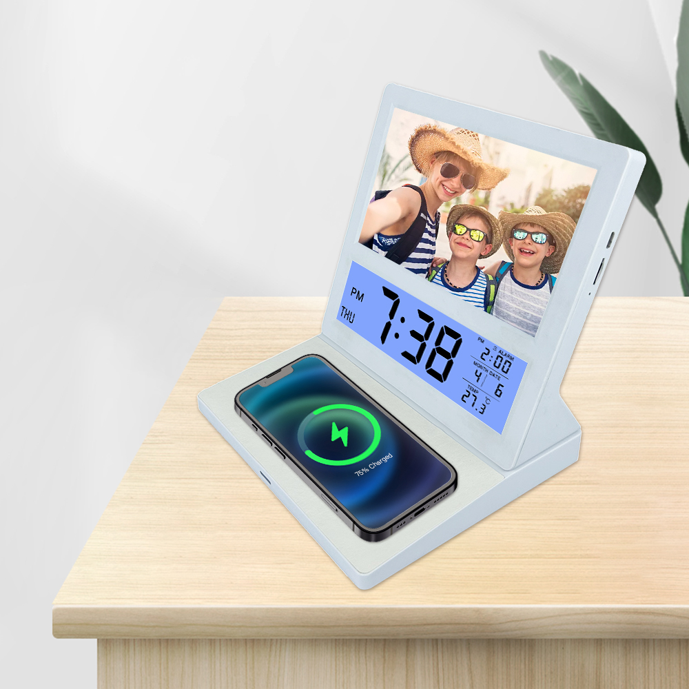 OEM Беспроводное зарядное устройство HD 7 дюймов умный сенсорный экран цифровое фото мини Wifi видео рамка