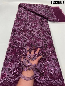 El último vestido de novia de encaje de <span class=keywords><strong>lentejuelas</strong></span> aso ebi de moda con <span class=keywords><strong>lentejuelas</strong></span> brillantes Encaje de malla francesa con <span class=keywords><strong>lentejuelas</strong></span> de colores - Product Image 6