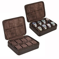 Dropshipping Luxe Coffret de Rangement pour 8 Montres en Cuir Crazy Horse, Étui de Voyage pour Montres avec Logo Personnalisé, Stock Disponible CF1203
