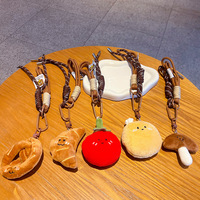 Porte-clés mignon en peluche 3D en forme de pain, écologique, doux et durable, avec mousqueton, petit pendentif pour sac d'école de filles ou couple