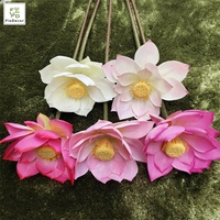 Vente en gros de fleurs artificielles de lotus en soie graines de lotus en feuille de lotus pour la décoration de la maison de l'étang de la piscine du temple de bouddha