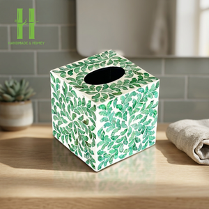 High Quality Luxury Mother of Pearl MOP Wood Tissue Box Cover <b>Square</b> Rectangle Nacre Napkin Holder OEM Made In Vietnam - Product Image 1