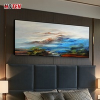 Peinture à l'huile abstraite de paysage de montagne moderne Base de toile murale horizontale dessinée à la main pour intérieur moderne décoratif