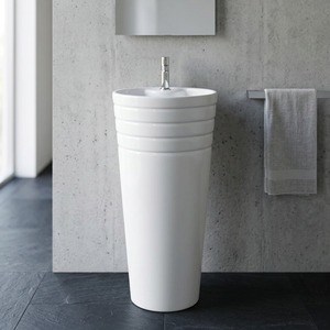 Wash Basin Pedestal Ceramic Bathroom Sanitary Ware Single Piece Hand Washing Sink With Water Mixer - Product Image 2