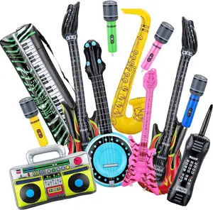 새로운 음악 파티 PVC 맞춤형 어린이 풍선 장난감 Juguetes Inflables 만화 기타 마이크 색소폰 록 스타 장난감 세트