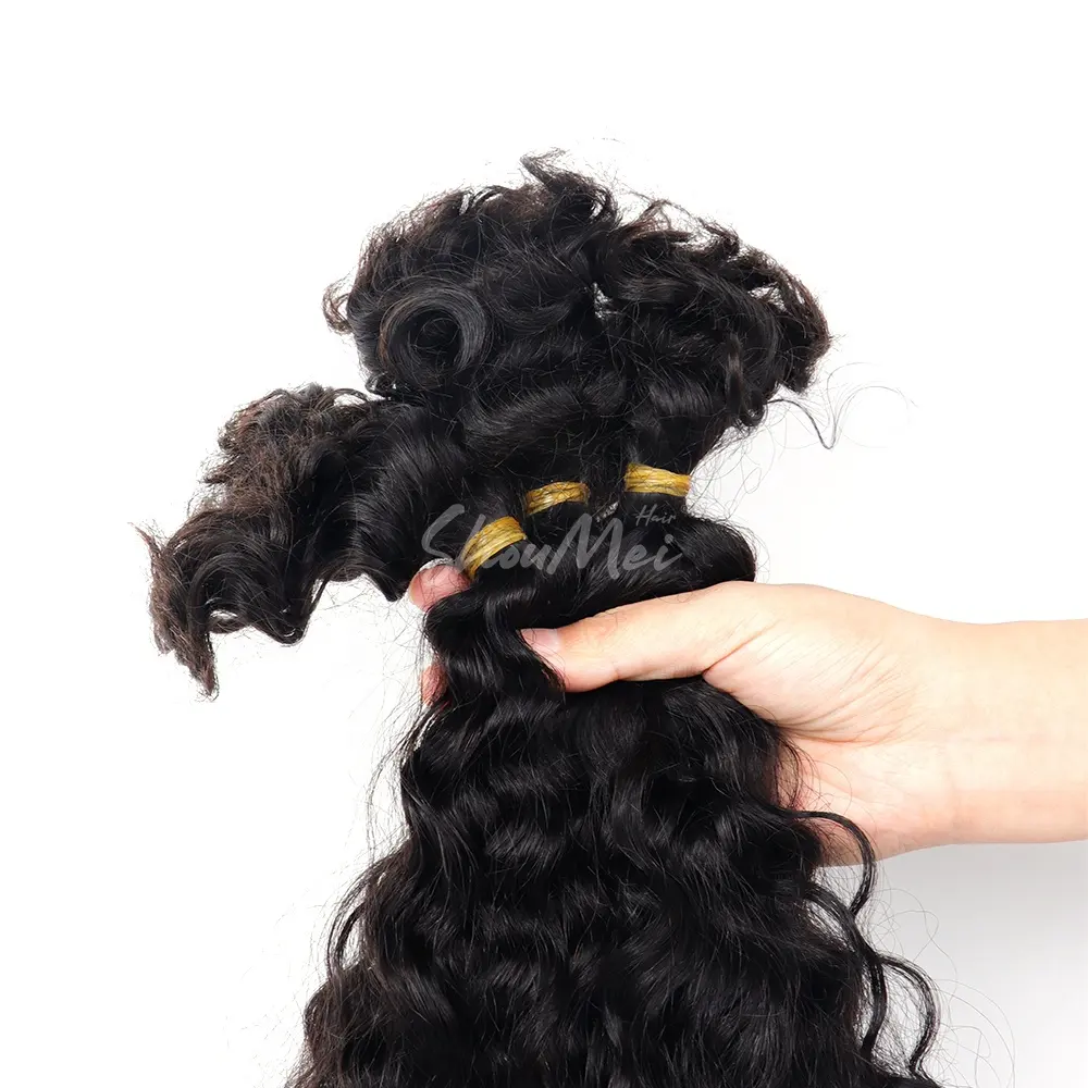 Deep Curly Human Hair Bulk #1B Natural Black Hair Bulk Wholesale Curly Bulk For Braids