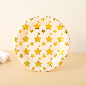 Estampage à chaud Dot jetable épaissi gâteau vaisselle <span class=keywords><strong>assiette</strong></span> en papier fête d'anniversaire <span class=keywords><strong>assiette</strong></span> en papier ronde plateau à fruits - Product Image 4