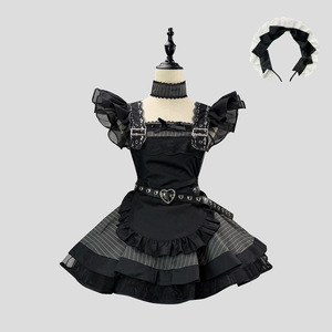 <span class=keywords><strong>Ropa</strong></span> Vintage al por Mayor para Damas, Conjunto <span class=keywords><strong>de</strong></span> Vestido Lolita con Rayas Blancas y Negras, Estilo Subcultura, Lindo y Dulce, con Delantal - Product Image 3