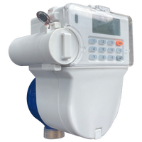 Keypad pengukur air prabayar tipe isi ulang DN15 layar LCD bodi kuningan perlindungan IP68 bersertifikat ISO4064 untuk mendukung OEM