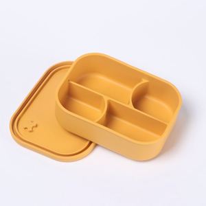 Silicone <b>Lunch</b> <b>Box</b> with Lid 4-<b>Compartment</b> Design for Fat Reduction & Fresh-Keeping Wholesale - Product Image 3