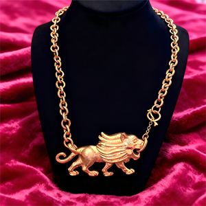 Schiaparelli perhiasan tidak pudar kuningan 18k berlapis emas Leo dari konstelasi liontin mode kalung kustom perhiasan - Product Image 3