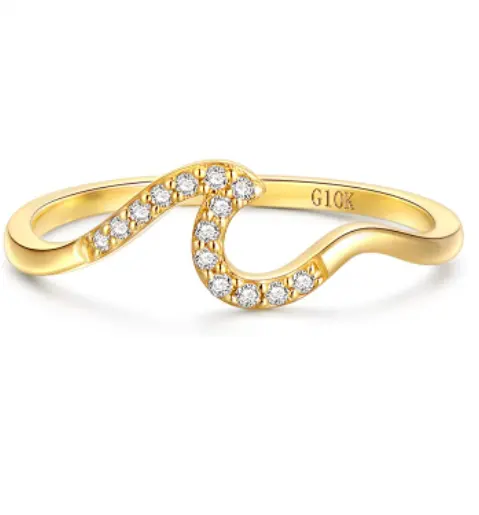 แหวนเพชรทองคำแท้10K แบบกำหนดเองบริสุทธิ์สำหรับแหวนหมั้น Laied