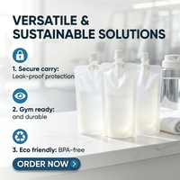 Pochettes à boisson réutilisables et recyclables avec entonnoir, anti-fuite, souples, transparentes, avec bec verseur, de qualité alimentaire, gaufrées, pour jus et liquides