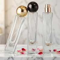 Flacon de parfum moderne de luxe 30 ml en verre transparent avec pulvérisateur à pompe, diffuseur à bâtonnets, surface sérigraphiée, série PBB