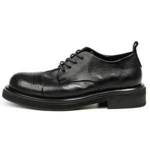 Chaussures décontractées carrées pour hommes, design original, mocassins Oxford à lacets, dessus en cuir, légères, respirantes, antidérapantes, pour l'extérieur - Product Image 6