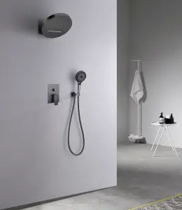 Vendita calda bagno caldo freddo sus304 soffitto LED soffione doccia pioggia cascata miscelatore rubinetti set oro nero con luce a LED