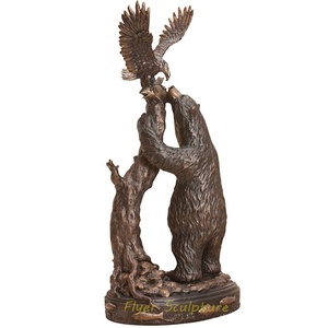 Gran escultura de animales al aire libre arrebatando pez oso y águila estatua de bronce - Product Image 4