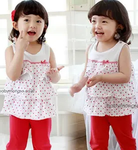 Hot Children Clothing Sets Lovely Design Girl Sleeveless Child Clothes