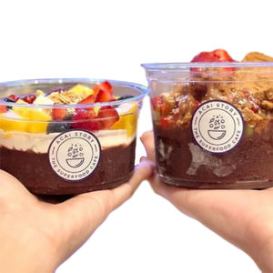 Tigelas de Açaí de Plástico Descartáveis com Logo Personalizado Impresso 12oz 16oz com Tampa Domo para Salada de Frutas e Berries - Product Image 5