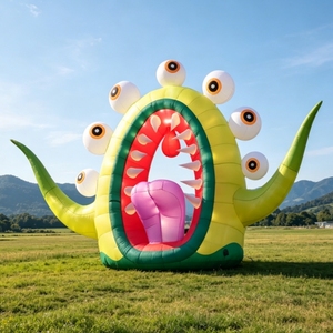 Tête de monstre extraterrestre gonflable géante avec yeux lumineux, taille personnalisable, en tissu Oxford/PVC imperméable, publicité durable - Product Image 3