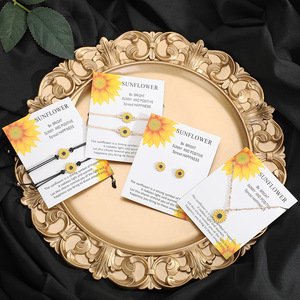 Pulsera con Dijes de Girasol de la Amistad, Joyería para Pedir un Deseo, Eres Mi Sol, Promesa de la Pequeña Mano, Pulseras de Pareja con Dijes de Margarita - Product Image 2