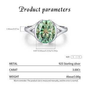 Anillos de Eternidad de Plata de Ley con Baño de Rodio y Moissanita Verde Ovalada de 3CT para Mujer, Joyería Fina Elegante y Moderna - Product Image 4