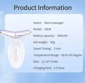 Electric Neck Massager And Gua Sha Stone Face Lifting 7 LED Red Light Therapy Skin Whitening Anti Wrinkle Beauty Device