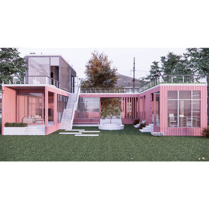 Maison de cabine en acier préfabriquée de luxe moderne Maisons en conteneur de haute qualité Caractéristique imperméable <span class=keywords><strong>Villa</strong></span> populaire Maison en conteneur <span class=keywords><strong>rose</strong></span> - Product Image 1