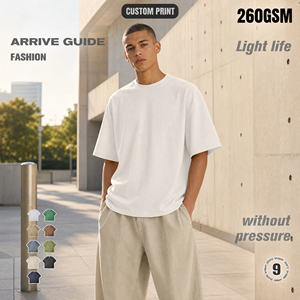 Camiseta de Algodón 260GSM con Estampado Personalizado, Camiseta Oversize Lisa para Hombre, Estilo Urbano, Vida Ligera Sin Presión - Product Image 1