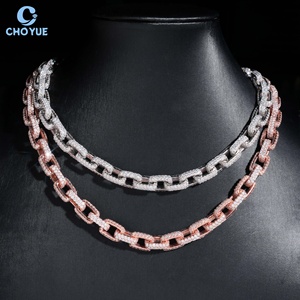 Solid 925 Silver Moissanite Cuban Link <b>Chain</b> Necklace Rhodium Plated Hip Hop <b>Iced</b> <b>Out</b> Jewelry - Product Image 1