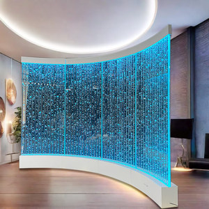 Fuente de cascada de vidrio LED con base negra, resistente al agua y a la intemperie, con pantalla LED de energía solar, moderna y lujosa para jardín. - Product Image 4