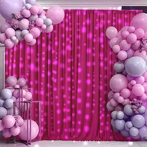 Telón de fondo para fiesta de cumpleaños, cortinas de foto Rosa caliente para decoración, 5 pies x 10 pies, color fucsia