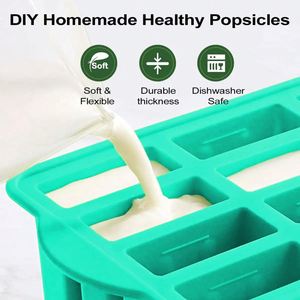 Food Grade BPA-Free 12-Cavity <b>Silicone</b> Ice Cream Molds Easy-to-Use Ice Cream Maker Tray Box Packaging Homemade Ice Pop <b>Tools</b> - Product Image 3