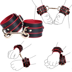 Hot Selling Padded <b>Locking</b> Wrist Restraints Sex Toy Soft Leather BDSM Wrist Cuffs with <b>Locking</b> Buckle for Adults - Product Image 1
