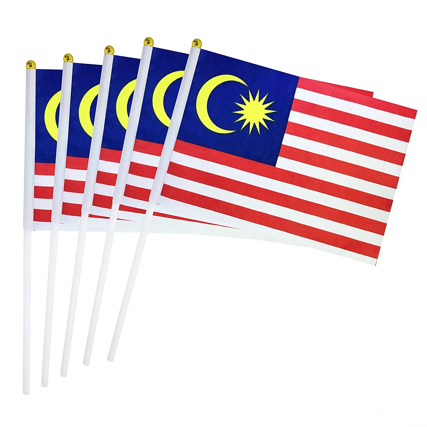 Gratis Verzending Maleisië Vlag China Kantoor Inkoopagent Fabriek Kwaliteit Controleren Order Follow Hand Zwaaien Stick Maleisische Hand Vlaggen