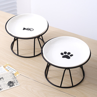 Bol moderne en porcelaine pour chien et chat avec support en fer - Non toxique, écologique, compatible lave-vaisselle