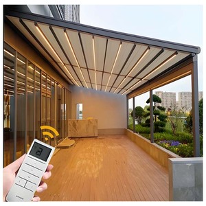 Cubierta Retráctil Motorizada para Balcón, Patio o Pérgola, Resistente al Viento y al Agua, de PVC, con Control Remoto - Product Image 1
