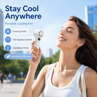 Ventilateur de poche rechargeable avec plaque de refroidissement semi-conductrice, contrôle de vitesse à 100 niveaux et crochet