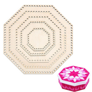 Base en bois hexagonale pour paniers, support <span class=keywords><strong>de</strong></span> fond en bois pour paniers au <span class=keywords><strong>crochet</strong></span> et au tricot, fournitures pour la fabrication artisanale <span class=keywords><strong>de</strong></span> paniers DIY - Product Image 1