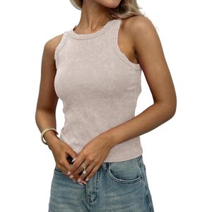 Débardeur Femme Keepsowing Sans Manches Col Rond Côtelé Tricoté Court Déchiré Basique Coupe Ajustée Cami Respirant Tendance - Product Image 2