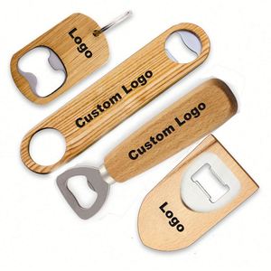 Abridor de Botellas y Latas Personalizado con Logotipo Impreso, de Acero Inoxidable y Madera, Ecológico y Hecho a Medida - Product Image 1