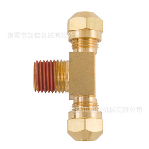 Xiangjia Machinery Brass Pipe Tee External Threaded For Air Brake Pneumatic Truck Industry 1583-DOT-Air Brake Nylon Tubing - Product Image 1