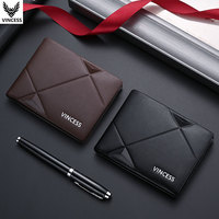 Portefeuilles en cuir véritable VINCESS pour hommes avec RFID, logo personnalisé, porte-cartes en cuir pour homme, sac à main pour homme