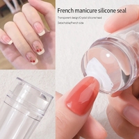 Tampon en silicone souple pour manucure française Kits de manucure Tampon d'impression par transfert de vernis au gel UV avec grattoir