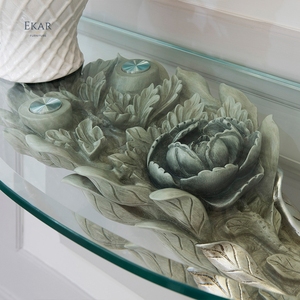 <strong>Half</strong> <strong>Moon</strong> Hand Carved Glass Top Luxury <strong>Console</strong> <strong>Table</strong> - Product Image 4
