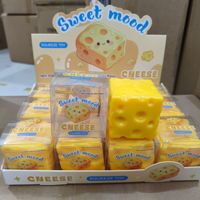 Jouet anti-stress en forme de cube de fromage, sonore et moelleux, jouet fantaisie à presser pour enfants, vente en gros