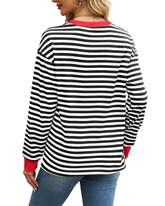 Pullover a maniche lunghe a righe retrò da <span class=keywords><strong>donna</strong></span> con scarpe sfuse morbide e comode felpe Preppy camicie larghe Y2K Casual <span class=keywords><strong>per</strong></span> l'autunno - Product Image 4